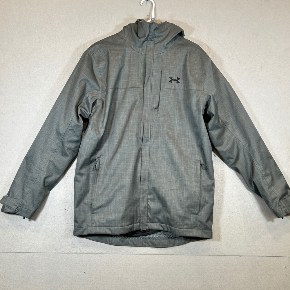 Under Armour Jacket Mens Medium Gray ColdGear Infrared Hooded Loose Fit Fleece